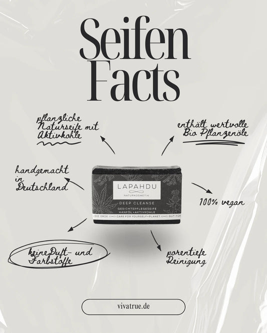 Deep Cleanse Aktivkohle Seife 4in1 - Gesichtsseife Bartseife Rasierseife Körperseife ergiebig
