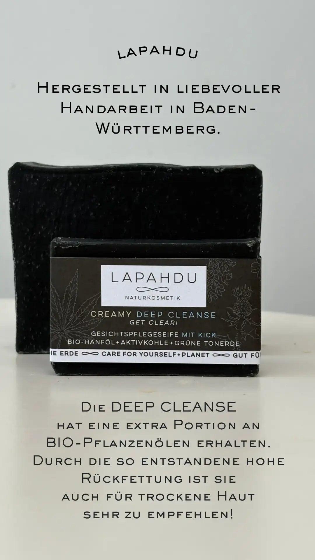 Handgemachte Naturseife Deep Cleanse, kaltgerührt, made with love in Germany