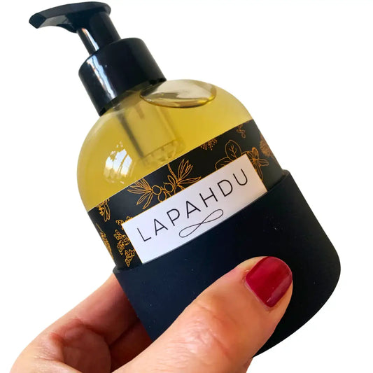 LAPAHDU BIO Duschgel mit schwarzem Schutzmantel aus Silikon