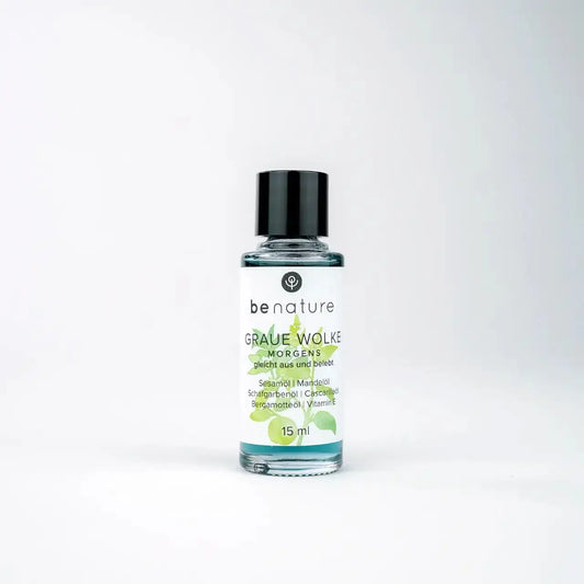 Hautöl Graue Wolke morgens für mehr Wohlbefinden. Körperöl von benature Naturkosmetik. Vegane Bio Kosmetik.