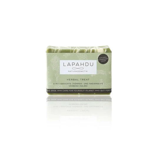 Herbal Treat Naturseife 3-in-1, Feste Seife mit 100-g-Frischegewicht von LAPAHDU Naturkosmetik. Vegane Bio Kosmetik by vivatrue.