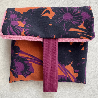 Praktischer Reisebegleiter Seifenbeutel Frottee rose mit Blumenmuster und Gummiband